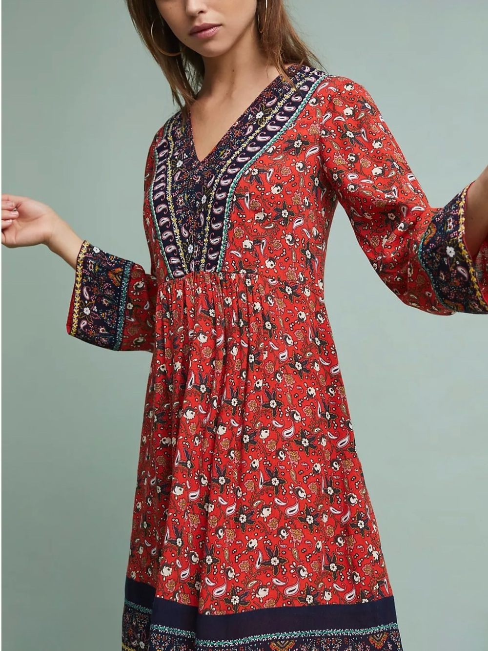 Anthropology akemi + Kin over sized detailed Bohemian Red dress never worn